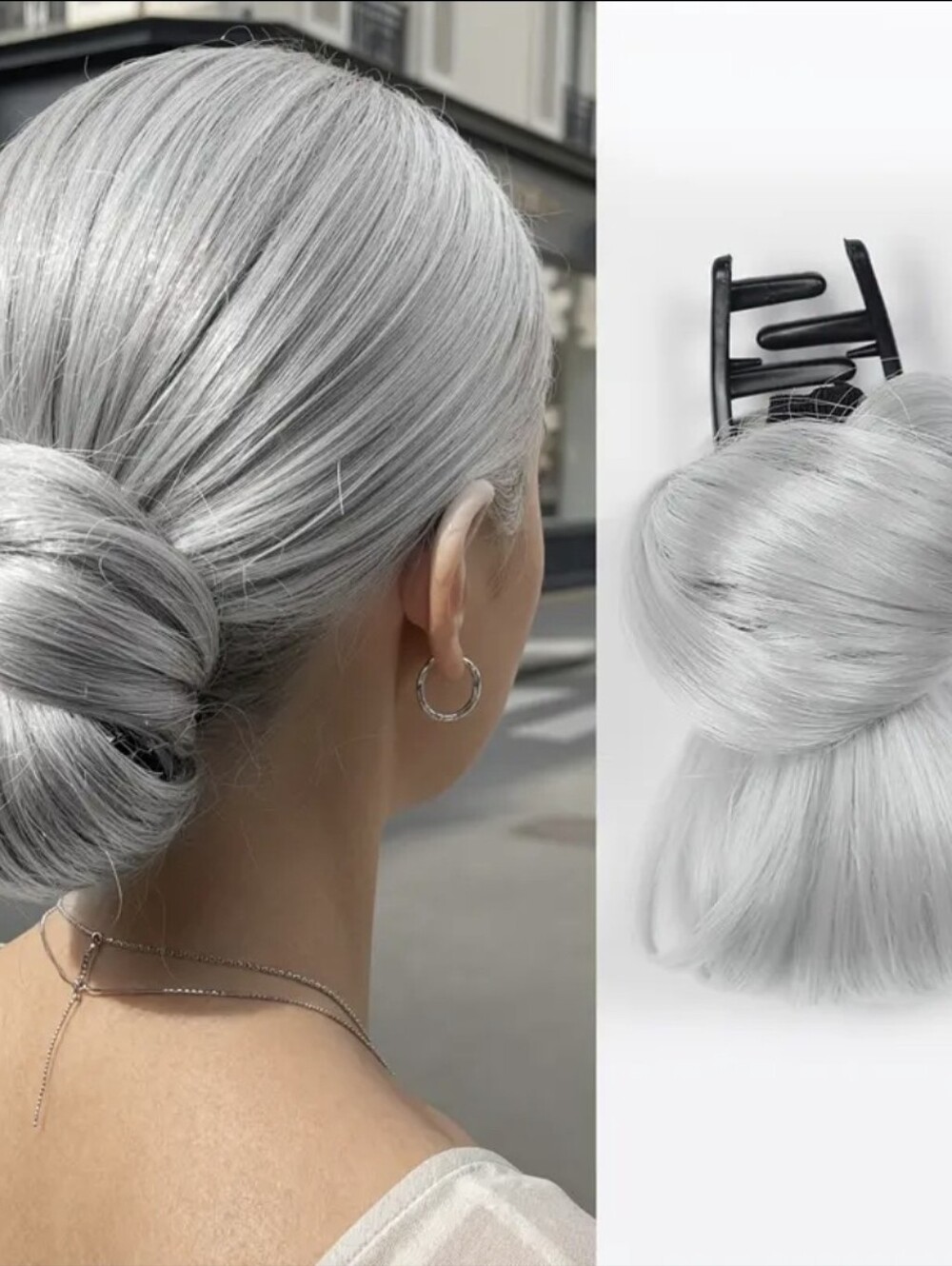 NEW Silver Clip-In Hair Extension Piece for Women